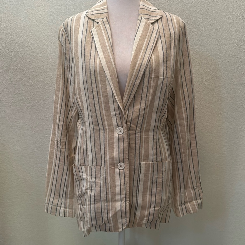 Shore Linen Blend Striped Blazer